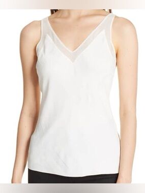 Ted Baker London Elten Ivory Mesh Trim Sleeveless Camisole Top Size 2
